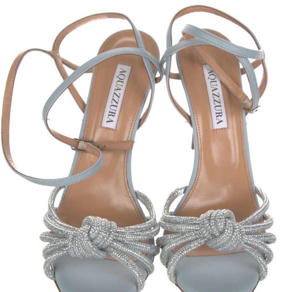 Aquazurra Celeste Glitter Leather Sandals